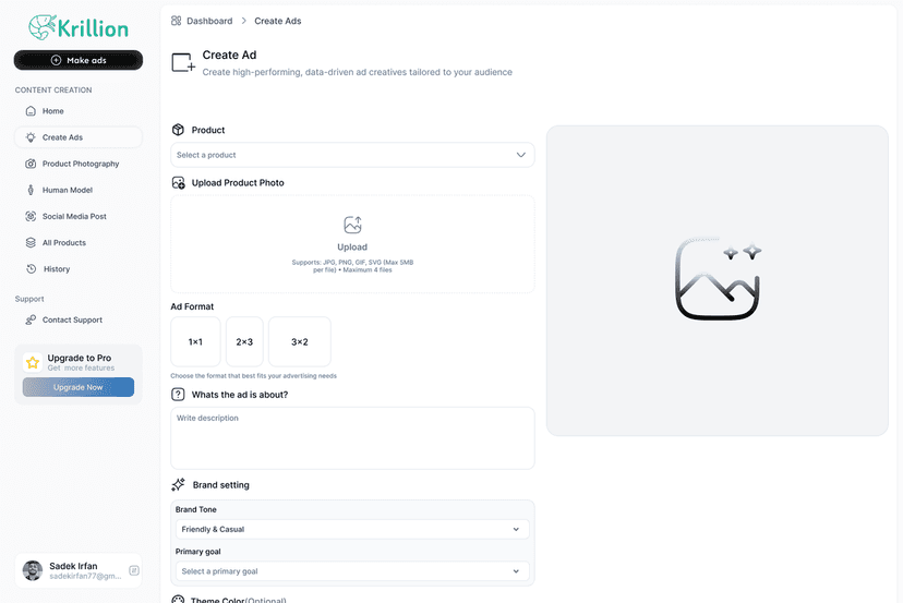 Krillion AI - AI ad maker for quick, quality ads.